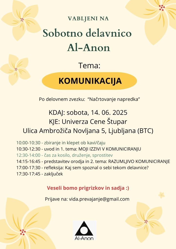 Vabilo za sobotno delavnico Komunikacija